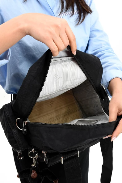 571 collections Ultra Hafif Su Geçirmez Çok Cepli Omuz Çantası Siyah (Model: 571-5E) - Resim 4