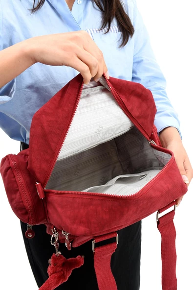 Ultra Hafif Su Geçirmez Çok Cepli Omuz Kol Çantası Kırmızı (Model: 571-5E) - Resim 4