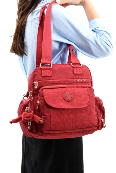 Ultra Hafif Su Geçirmez Çok Cepli Omuz Kol Çantası Kırmızı (Model: 571-5E) - Resim 2