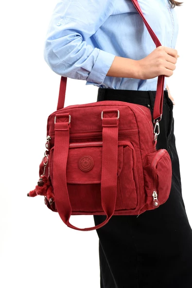 Ultra Hafif Su Geçirmez Çok Cepli Omuz Kol Çantası Kırmızı (Model: 571-5E)