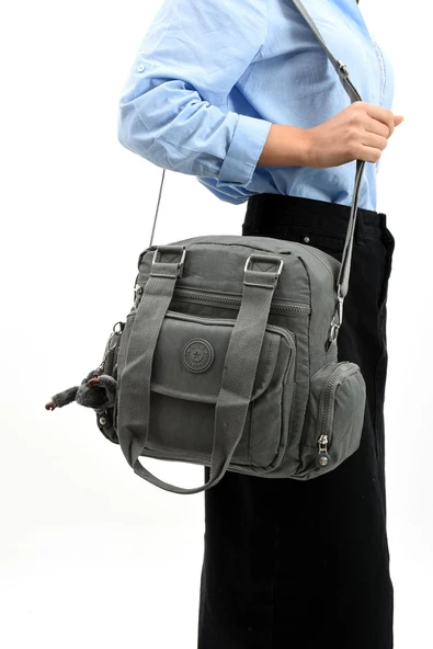 Ultra Hafif Su Geçirmez Çok Cepli Omuz Çantası Gri (Model: 571-5E) - 2