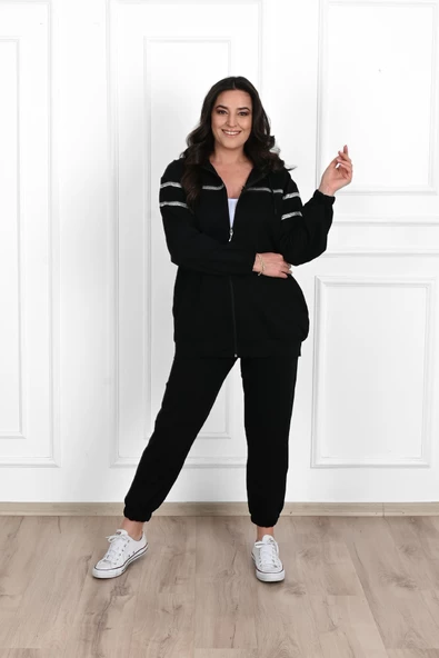 Kadın Sim Detaylı  Büyük Beden Eşofman Takımı 3671-23 - 5