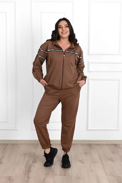 Kadın Sim Detaylı  Büyük Beden Eşofman Takımı 3671-23 - 12