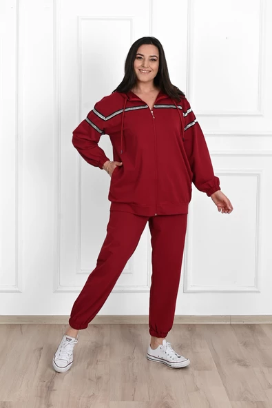 Kadın Sim Detaylı  Büyük Beden Eşofman Takımı 3671-23 - 11