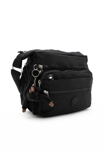 Çapraz Askılı Ultra Hafif Çok Cepli Bayan Omuz Çantası Siyah (Model: 571-6A) - 5