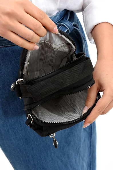 571 collections Çapraz Askılı Ultra Hafif Çok Cepli Unisex Çantası Siyah (Model: 571-6K) - Resim 4