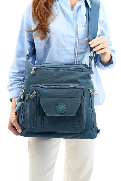 571 collections Ultra Hafif Hem Sırt Hem Omuz Kadın Çantası Mavi (Model: 571-5B) - Resim 2