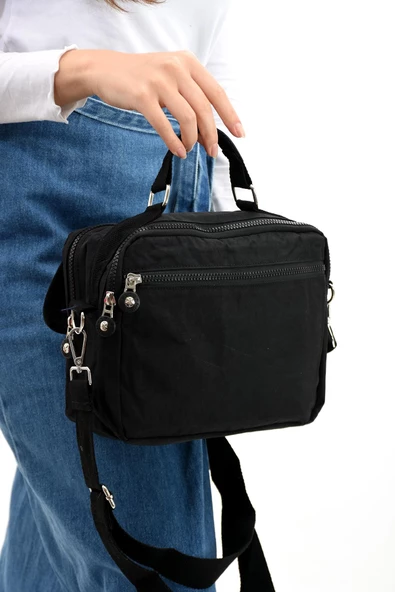 571 collections Çapraz Askılı Ultra Hafif Çok Cepli Bayan Omuz Çantası Siyah (Model: 571-6P) - Resim 3