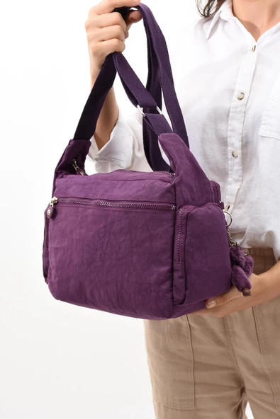 571 collections Çapraz Askılı Ultra Hafif Çok Cepli Bayan Omuz Çantası Mor (Model: 571-6G) - Resim 3