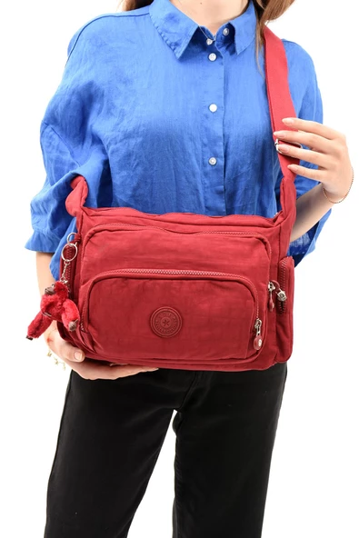 571 collections Çapraz Askılı Ultra Hafif Çok Cepli Bayan Omuz Çantası Kırmzı (Model: 571-6G) - Resim 2