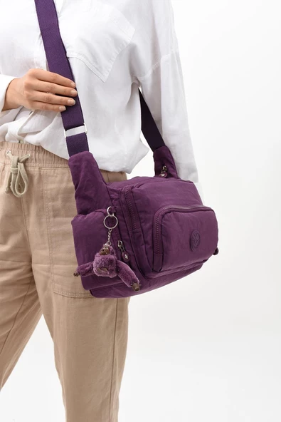 571 collections Çapraz Askılı Ultra Hafif Çok Cepli Bayan Omuz Çantası Mor (Model: 571-6G) - Resim 2