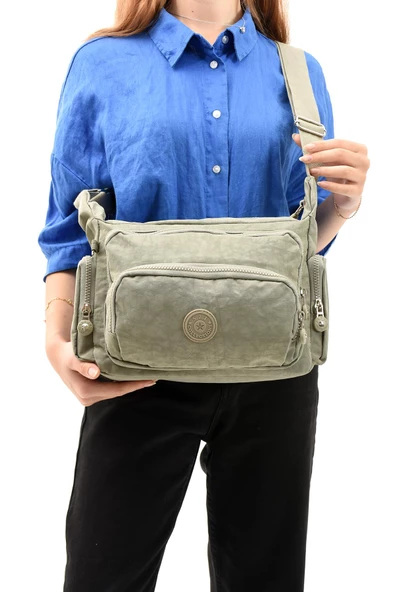 571 collections Çapraz Askılı Ultra Hafif Çok Cepli Bayan Omuz Çantası Vizon (Model: 571-6G) - Resim 2