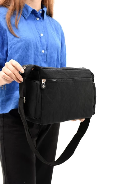571 collections Çapraz Askılı Ultra Hafif Çok Cepli Bayan Omuz Çantası Siyah (Model: 571-6G) - 3