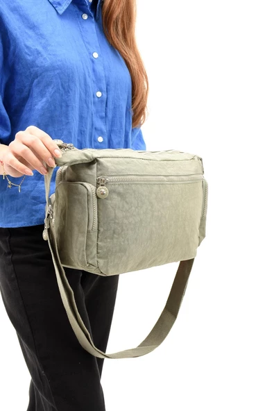 571 collections Çapraz Askılı Ultra Hafif Çok Cepli Bayan Omuz Çantası Vizon (Model: 571-6G) - Resim 4