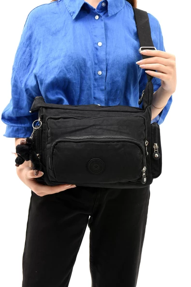 571 collections Çapraz Askılı Ultra Hafif Çok Cepli Bayan Omuz Çantası Siyah (Model: 571-6G) - 2