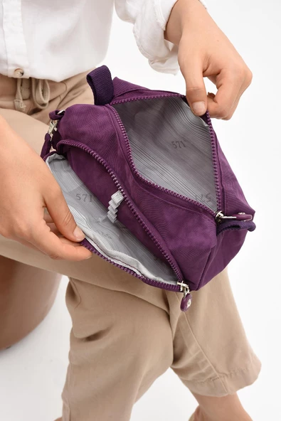 571 collections İki Bölmeli Kalemlik (Yıkanabilir ve Su Geçirmez, Makyaj Çantası ) Mor (Model: 571-15J) - 4