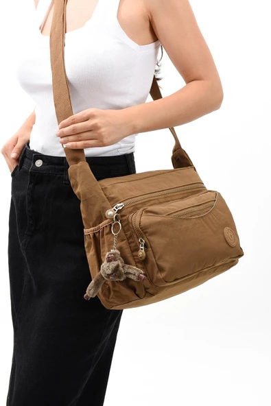 571 collections Çapraz Askılı Ultra Hafif Çok Cepli Kadın Omuz Çantası Taba (Model: 571-6E) - Resim 2