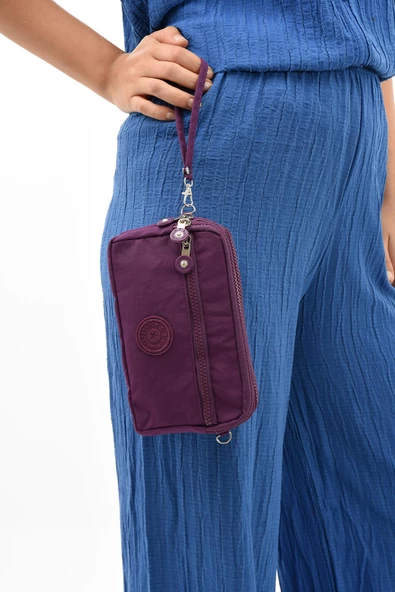 571 collections Çapraz Askılı Üç Bölmeli Cüzdan Telefonluk Mor (Model: 571-15E) - Resim 3