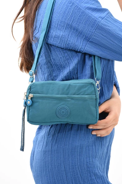 571 collections Çapraz Askılı Üç Bölmeli Cüzdan Telefonluk Mavi (Model: 571-15E) - Resim 2