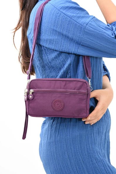 571 collections Çapraz Askılı Üç Bölmeli Cüzdan Telefonluk Mor (Model: 571-15E) - Resim 2