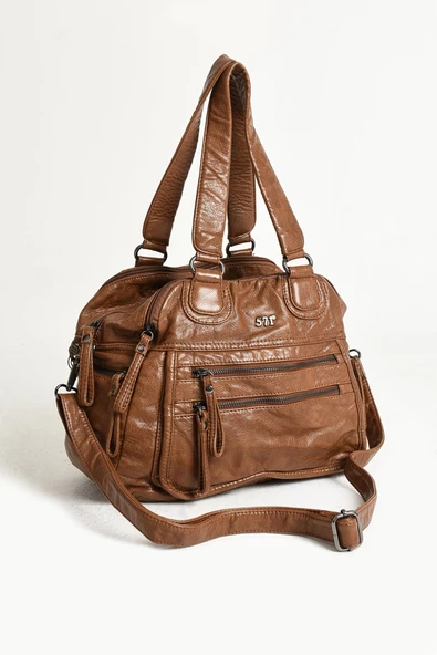 571 collections Suni Deri Çok Bölmeli Çapraz ve Omuz Çantası Taba (Model: 571-9-12FF) - Resim 5