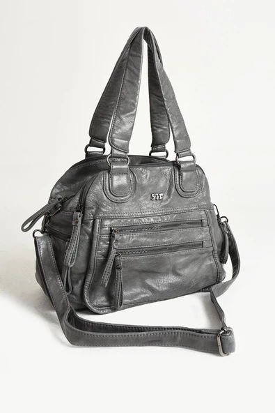571 collections Suni Deri Çok Bölmeli Çapraz ve  Omuz Çantası Gri (Model: 571-9-12FF) - Resim 5
