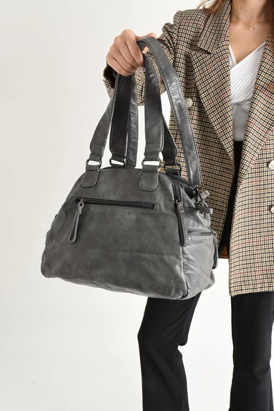 571 collections Suni Deri Çok Bölmeli Çapraz ve  Omuz Çantası Gri (Model: 571-9-12FF) - Resim 3