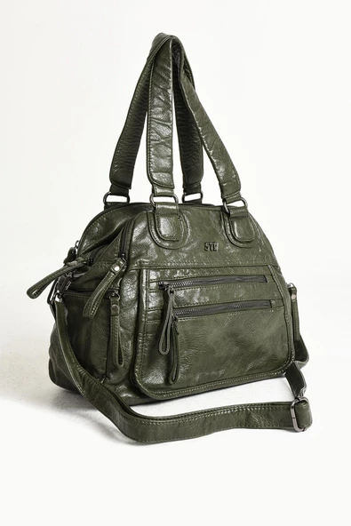 571 collections Suni Deri Çok Bölmeli Çapraz ve Omuz Çantası Yeşil (Model: 571-9-12FF) - Resim 5