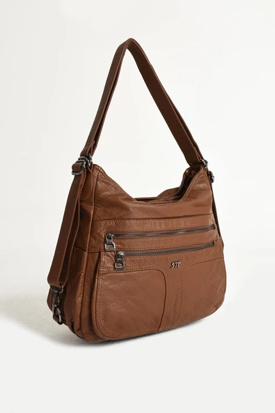 571 collections Yıkanmış Deri Hem Sırt Hem Omuz Çantası Taba (Model: 571-9-10D) - Resim 5