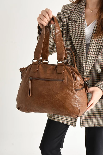 571 collections Suni Deri Çok Bölmeli Çapraz ve Omuz Çantası Taba (Model: 571-9-12FF) - Resim 3