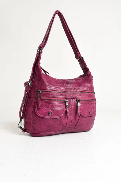 571 collections Suni Deri Yumuşak Dokumalı Sırt Omuz Çantası Mor (Model: 571-11-13A) - 5