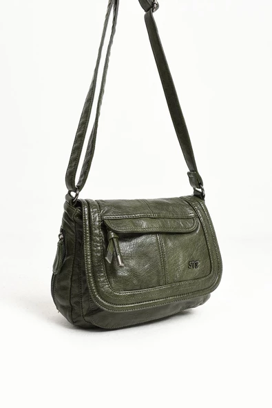 571 collections Suni Deri Omuz Çantası Yeşil (Model: 571-11-13E) - Resim 5