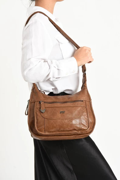 Suni Deri Omuz Çantası Taba (Model: 571-11-13F)