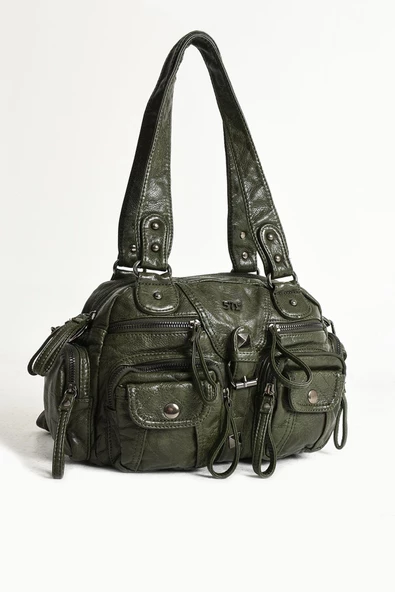 571 collections Suni Deri Omuz Çantası Yeşil (Model: 571-11-13D) - Resim 5