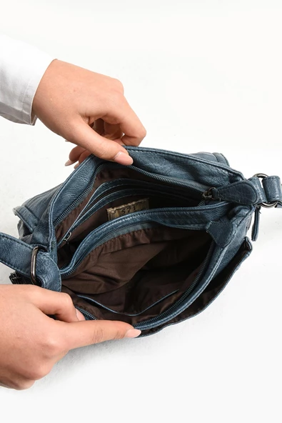 571 collections Suni Deri Omuz Çantası Mavi (Model: 571-11-13E) - Resim 4