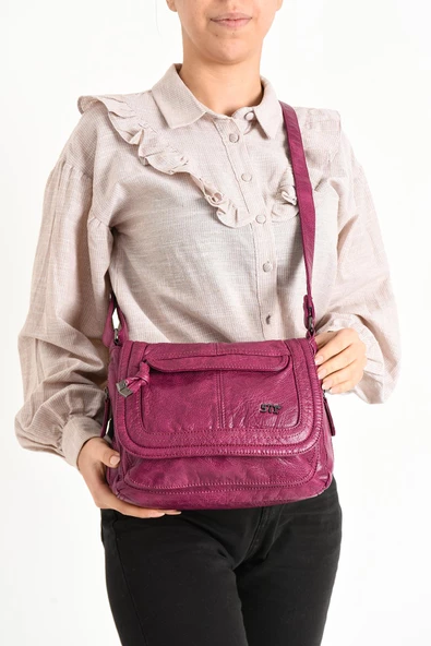 571 collections Suni Deri Omuz Çantası Mor (Model: 571-11-13E) - Resim 2