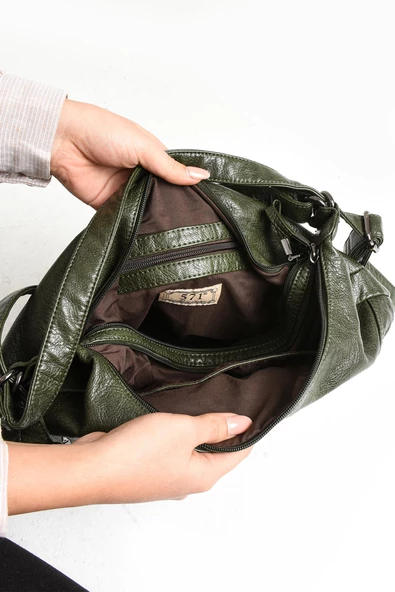 571 collections Suni Deri Yumuşak Dokumalı Sırt Omuz Çantası Yeşil (Model: 571-11-13A) - Resim 4