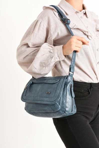Suni Deri Omuz Çantası Mavi (Model: 571-11-13E)