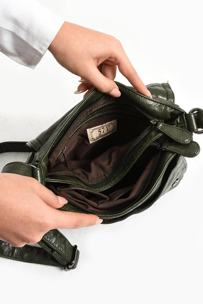 571 collections Suni Deri Omuz Çantası Yeşil (Model: 571-11-13E) - Resim 4