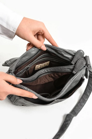 571 collections Suni Deri Omuz Çantası Gri (Model: 571-11-13E) - Resim 3