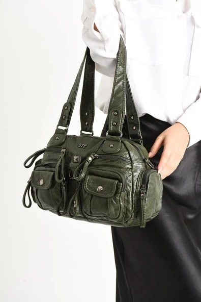 571 collections Suni Deri Omuz Çantası Yeşil (Model: 571-11-13D) - Resim 3