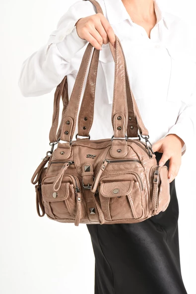 571 collections Suni Deri Omuz Çantası Vizon (Model: 571-11-13D) - Resim 2