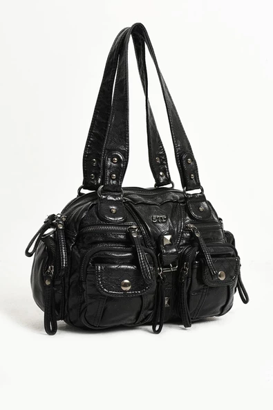 571 collections Suni Deri Omuz Çantası Siyah (Model: 571-11-13D) - Resim 5