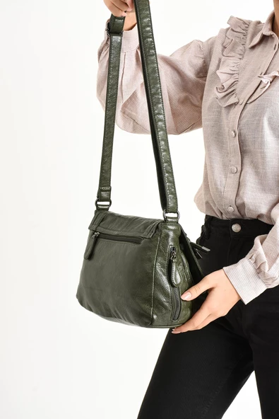 571 collections Suni Deri Omuz Çantası Yeşil (Model: 571-11-13E) - Resim 3