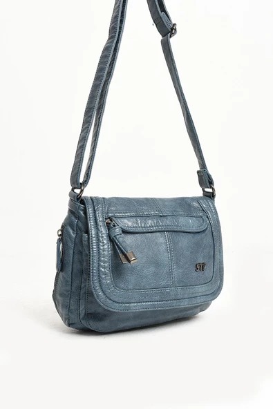 571 collections Suni Deri Omuz Çantası Mavi (Model: 571-11-13E) - Resim 5