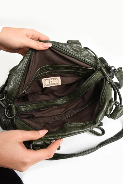 571 collections Suni Deri Omuz Çantası Yeşil (Model: 571-11-13D) - Resim 4