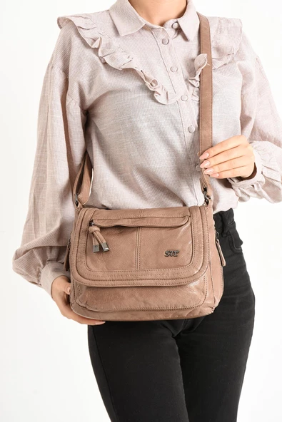 571 collections Suni Deri Omuz Çantası Vizon (Model: 571-11-13E) - Resim 2