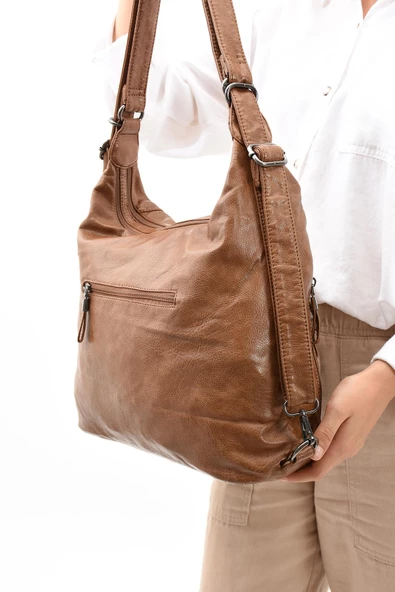 571 collections Suni Deri Yumuşak Dokumalı Sırt Omuz Çantası Taba (Model: 571-11-13B) - Resim 3