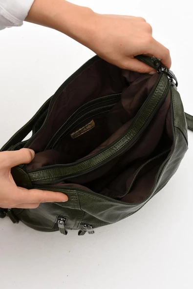 571 collections Suni Deri Yumuşak Dokumalı Sırt Omuz Çantası Yeşil (Model: 571-11-13B) - Resim 4