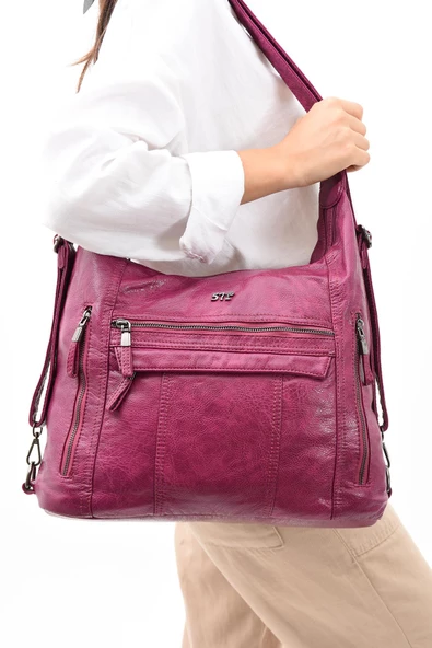 571 collections Suni Deri Yumuşak Dokumalı Sırt Omuz Çantası Mor (Model: 571-11-13B) - 2